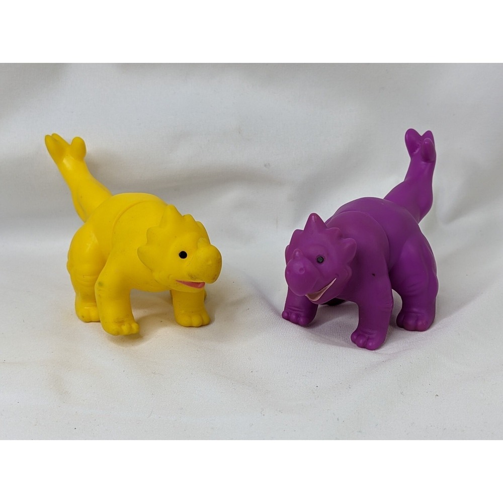 Dennys Dino Makers DInosaur Figure lot‎ Yellow Purple Triceratops